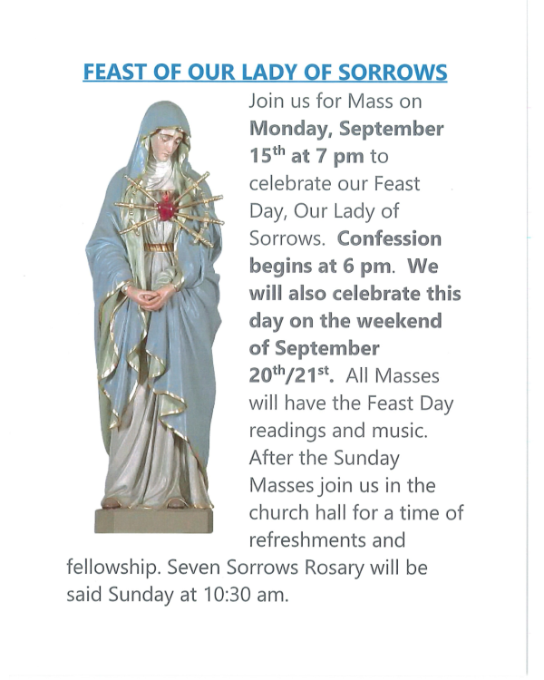 our lady of sorrows celebration